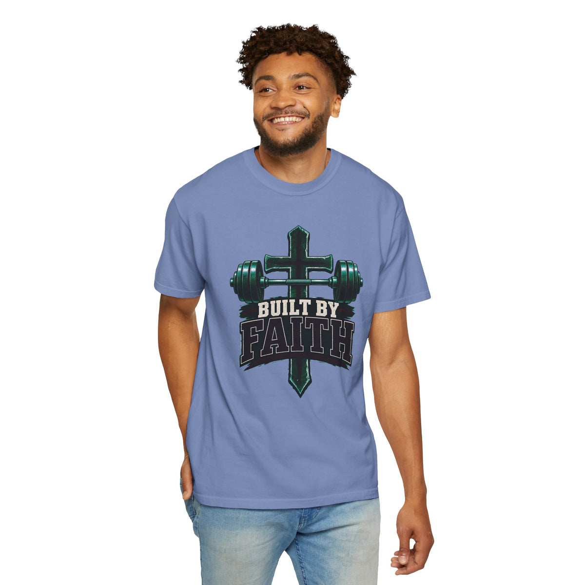 Built by Faith Cross & Barbell T-Shirt