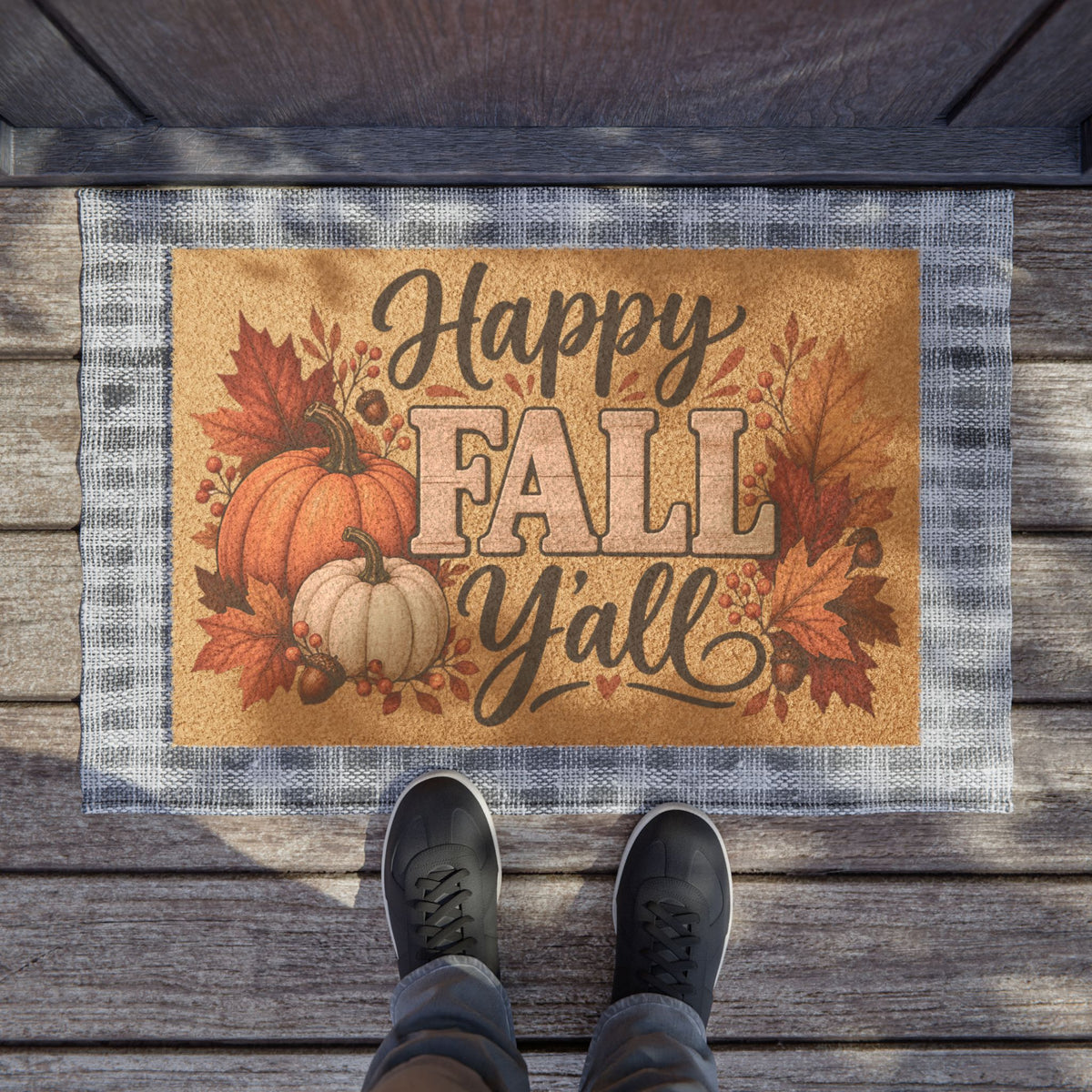 Happy Fall Yall Doormat Autumn Pumpkin Welcome Mat