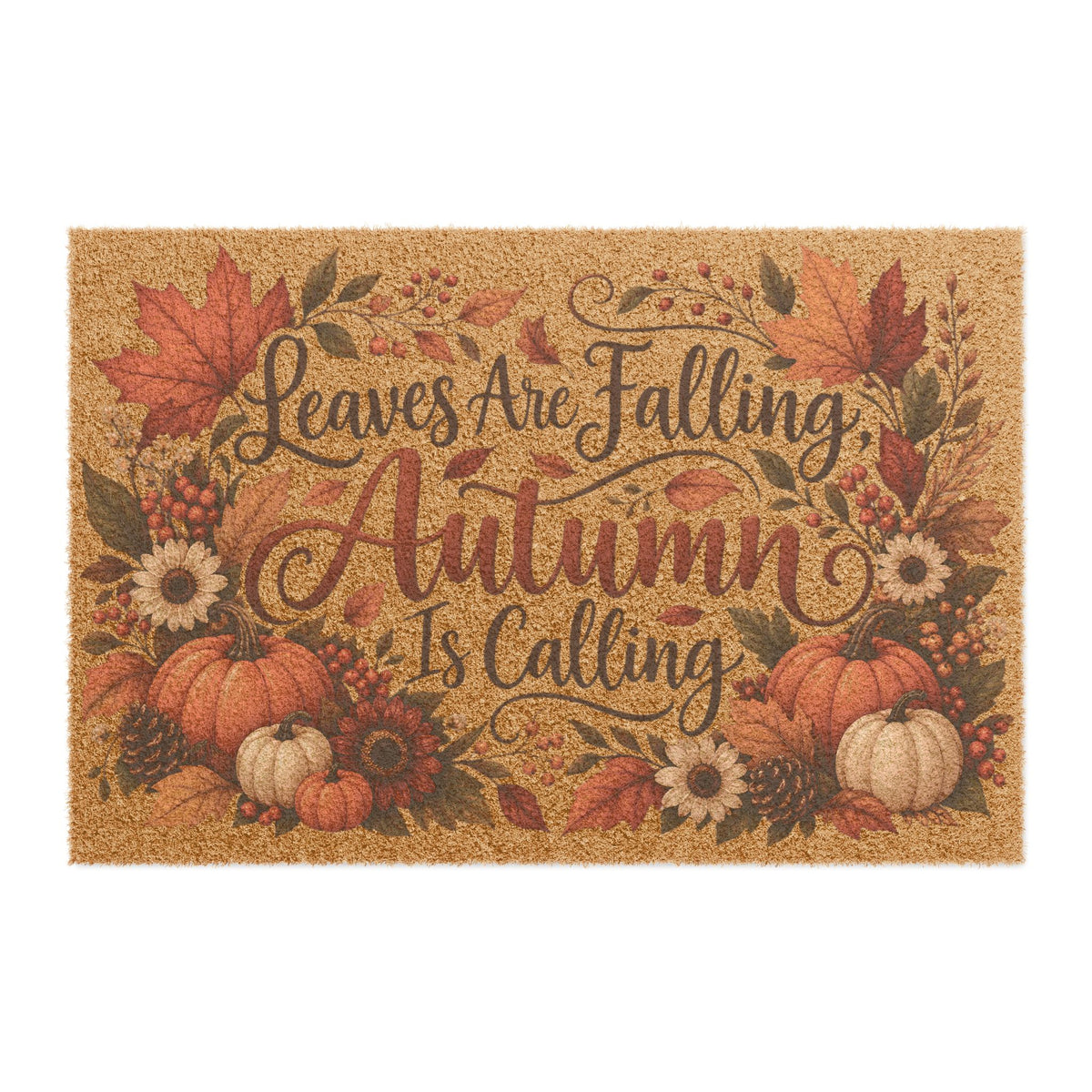 Autumn Is Calling Doormat Fall Pumpkin Leaves Welcome Mat