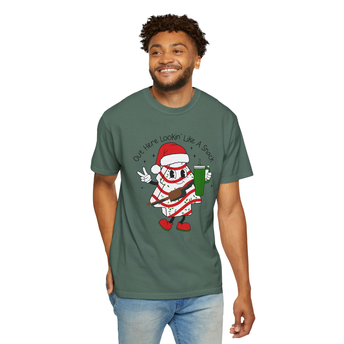 Retro Holiday T-Shirt — Out Here Lookin Like A Snack Santa Cookie Design