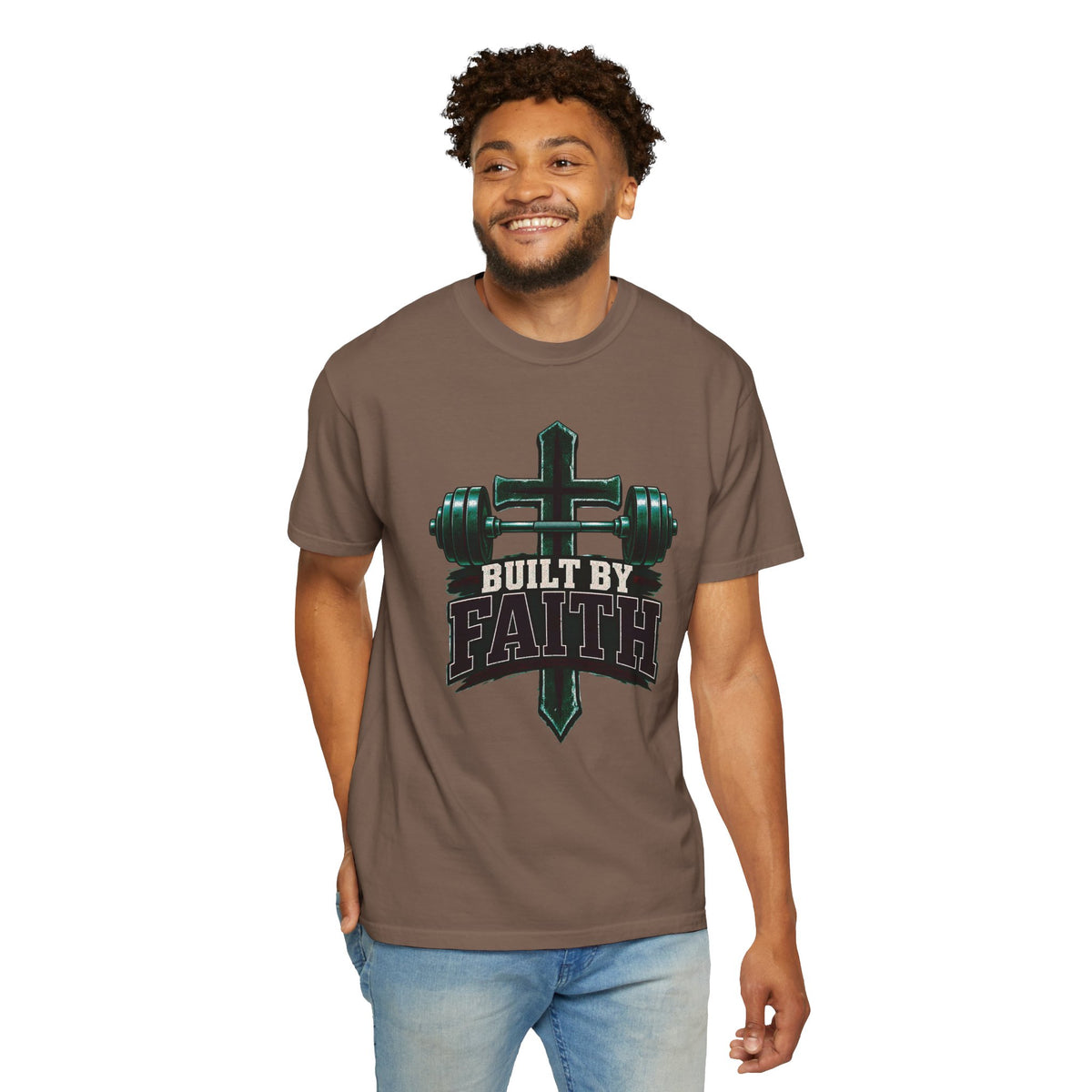 Built by Faith Cross & Barbell T-Shirt
