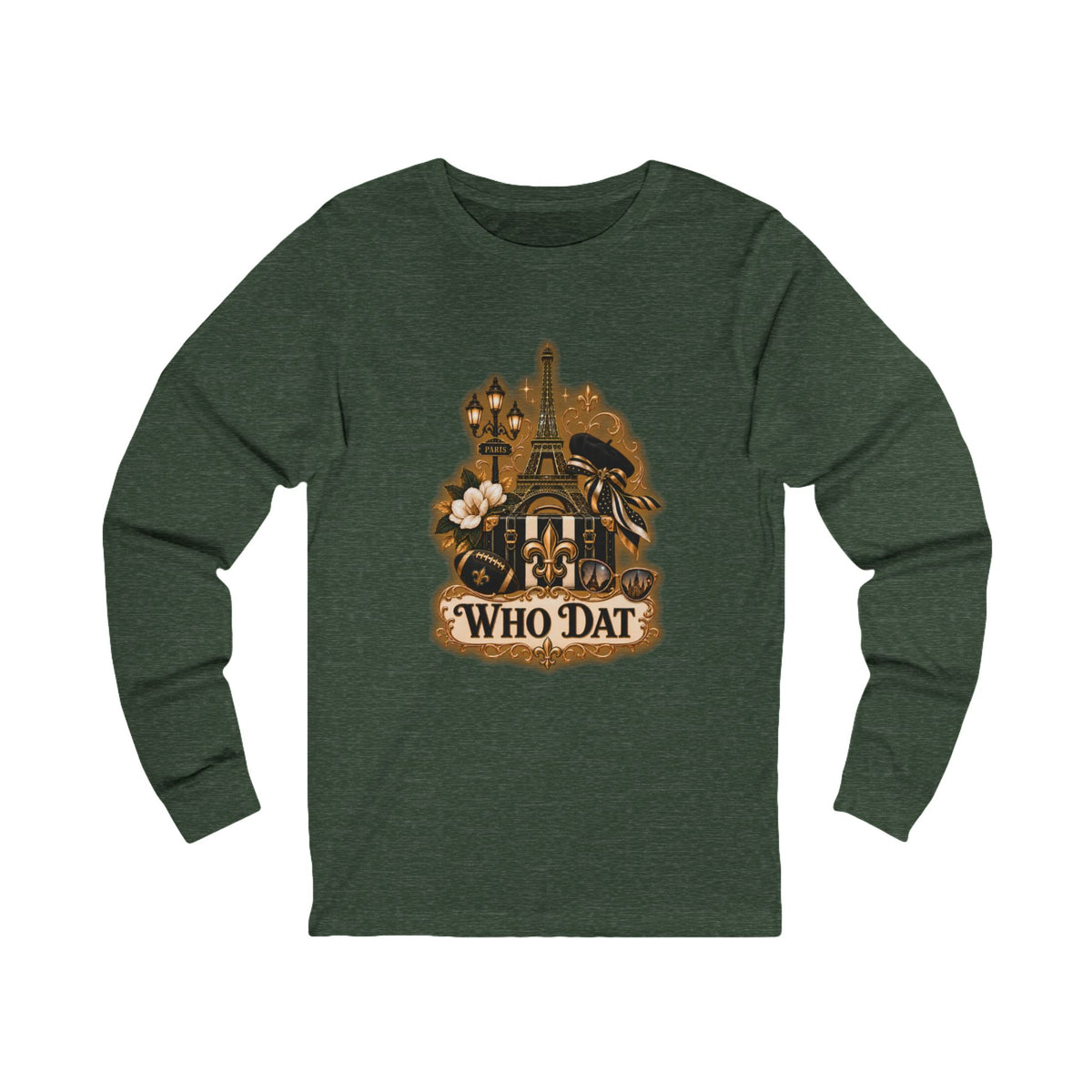 Who Dat Long Sleeve Tee — Vintage New Orleans Fleur-de-Lis Design