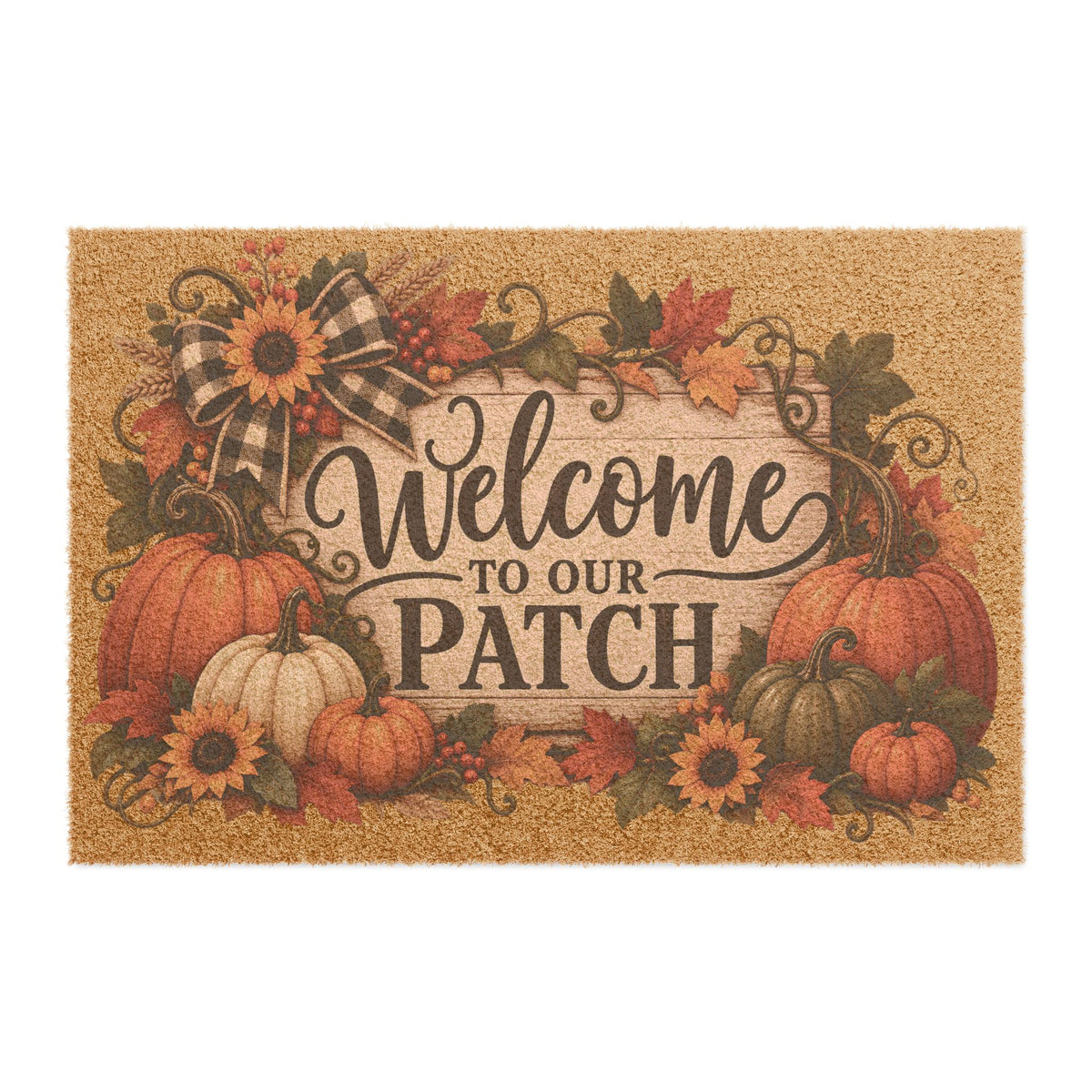 Welcome to Our Patch Fall Doormat Harvest Pumpkin Welcome Mat