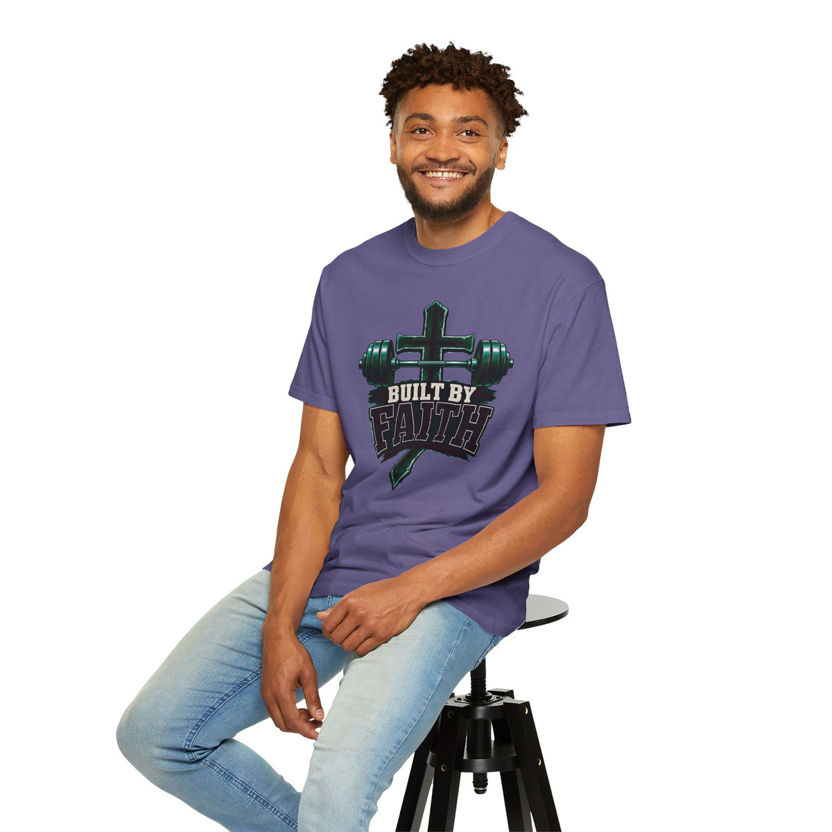 Built by Faith Cross & Barbell T-Shirt