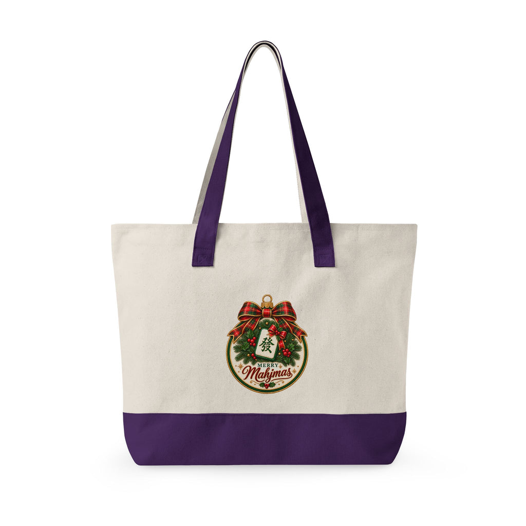 Christmas Canvas Mahjong Zippered Tote