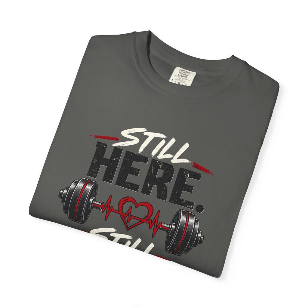 Here Strong Weightlifting TShirt Fitness Gym Graphic Tee