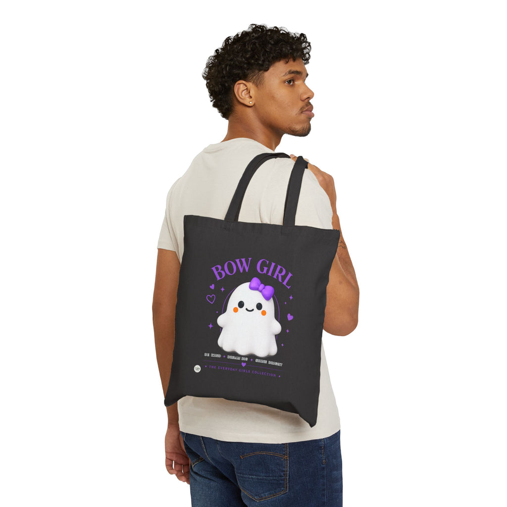 Bow Girl™ Ghost Canvas Tote Bag - Reusable Shopping & Gift Tote