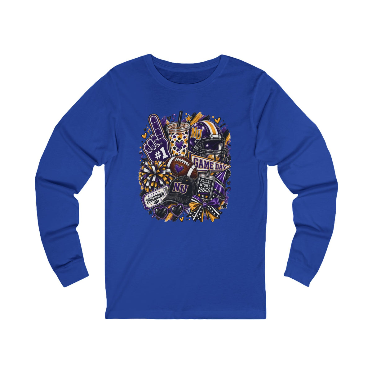 Game Day Football Long Sleeve Tee Team Spirit Collage