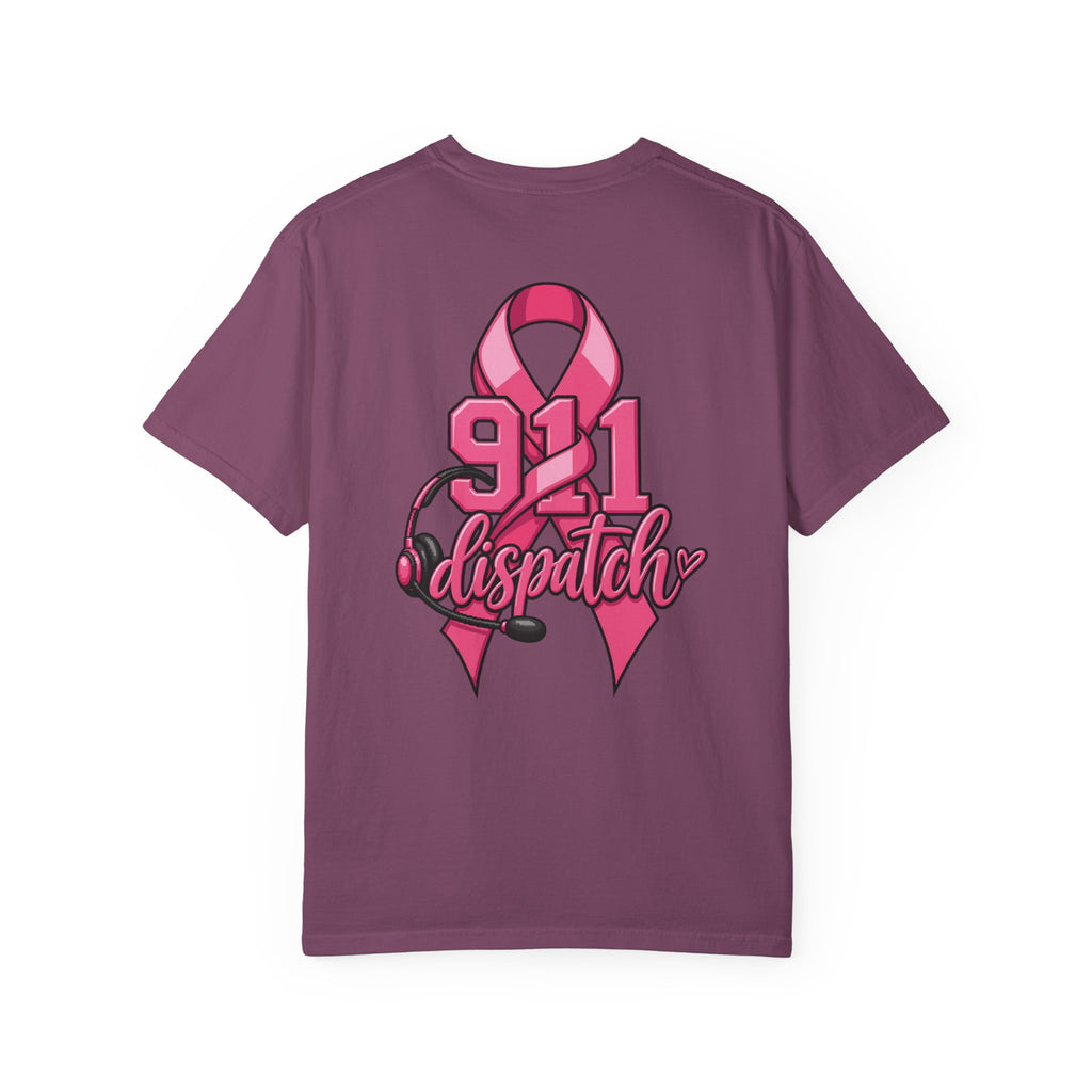 911 Dispatch Pink Ribbon T‑Shirt — Breast Cancer Awareness Dispatcher Tee