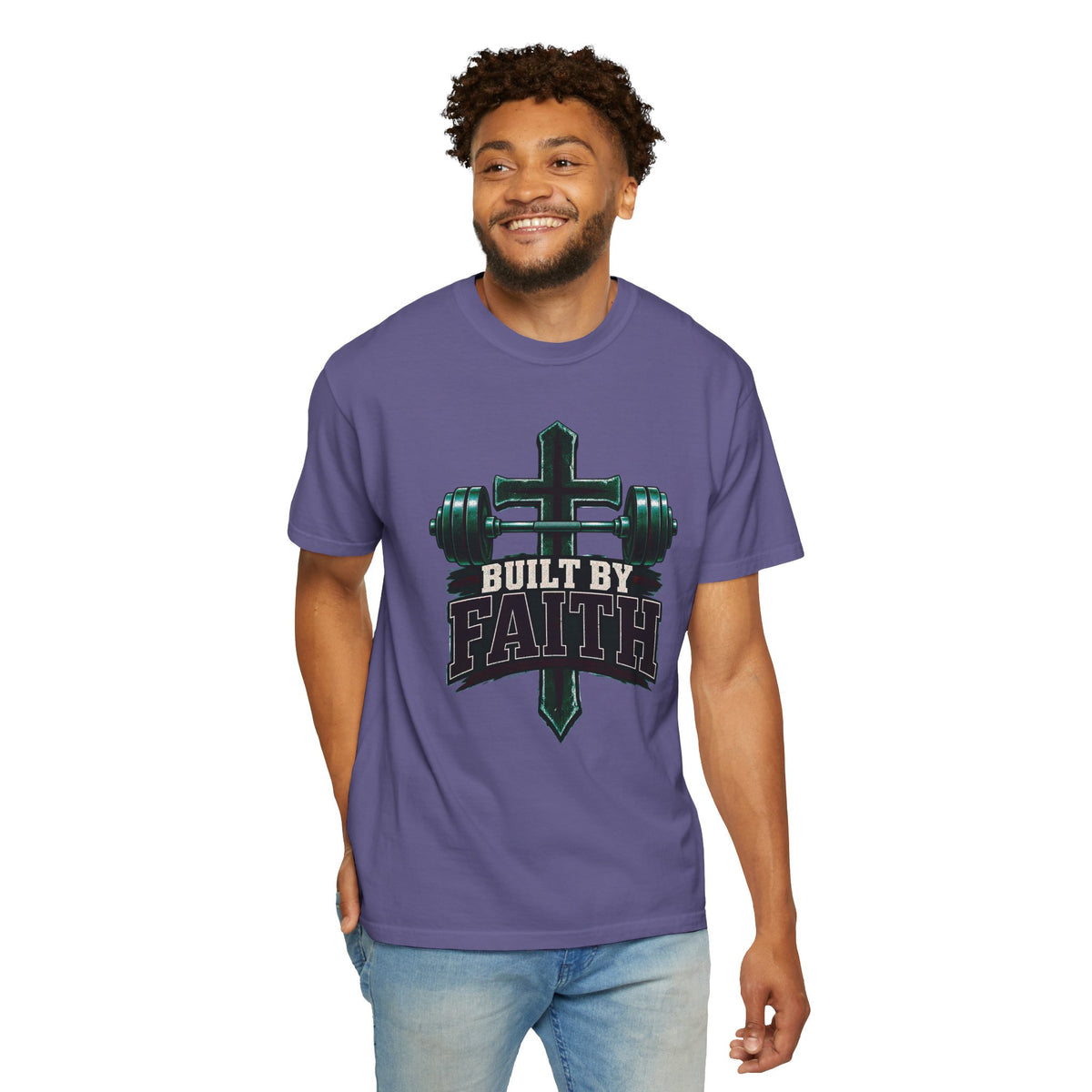 Built by Faith Cross & Barbell T-Shirt
