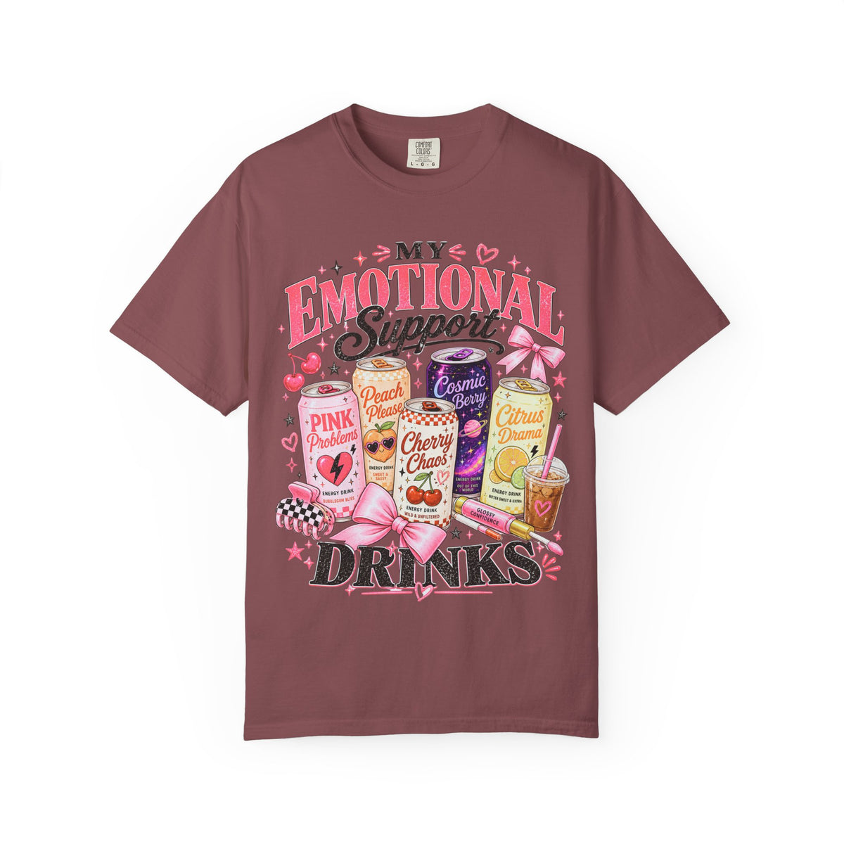 Emotional Support Energy Drinks T-Shirt — Vintage Candy Soda Graphic Tee
