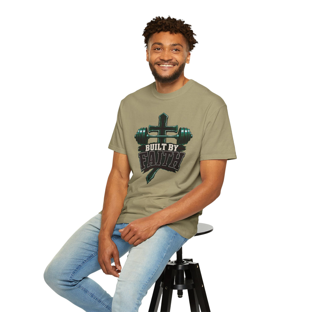 Built by Faith Cross & Barbell T-Shirt