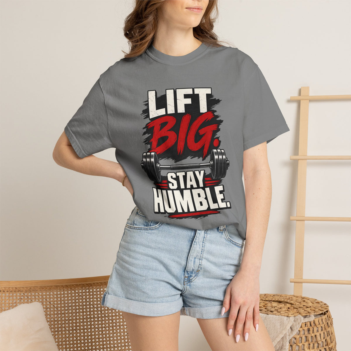 Lift Big Stay Humble TShirt Motivational Gym Workout Tee