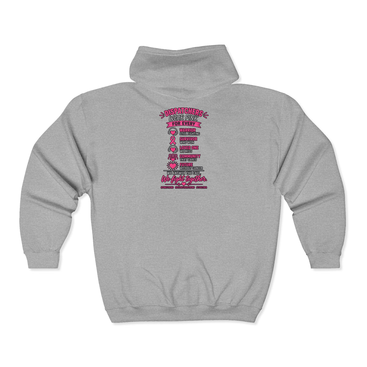 Full Zip Hoodie Pink Breast Cancer Support