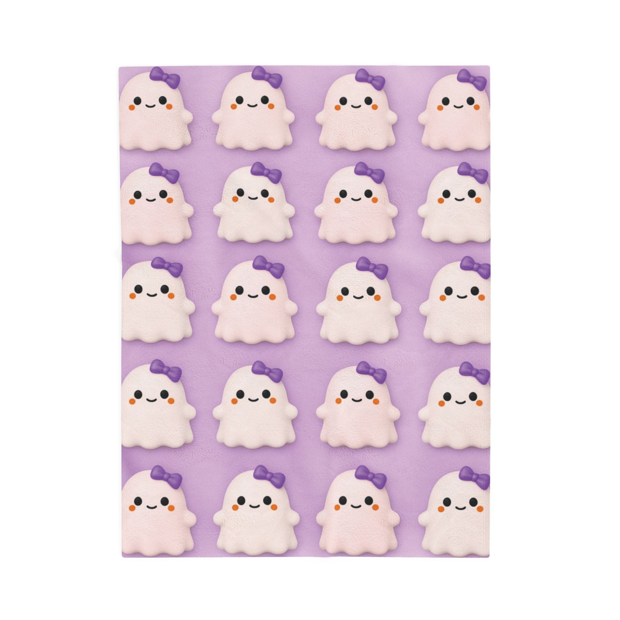 Bow Girl™ Ghost Velveteen Plush Blanket - Purple
