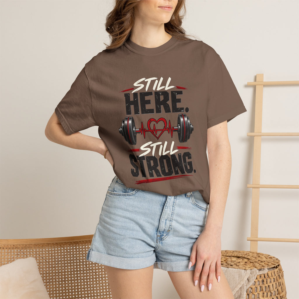 Here Strong Weightlifting TShirt Fitness Gym Graphic Tee