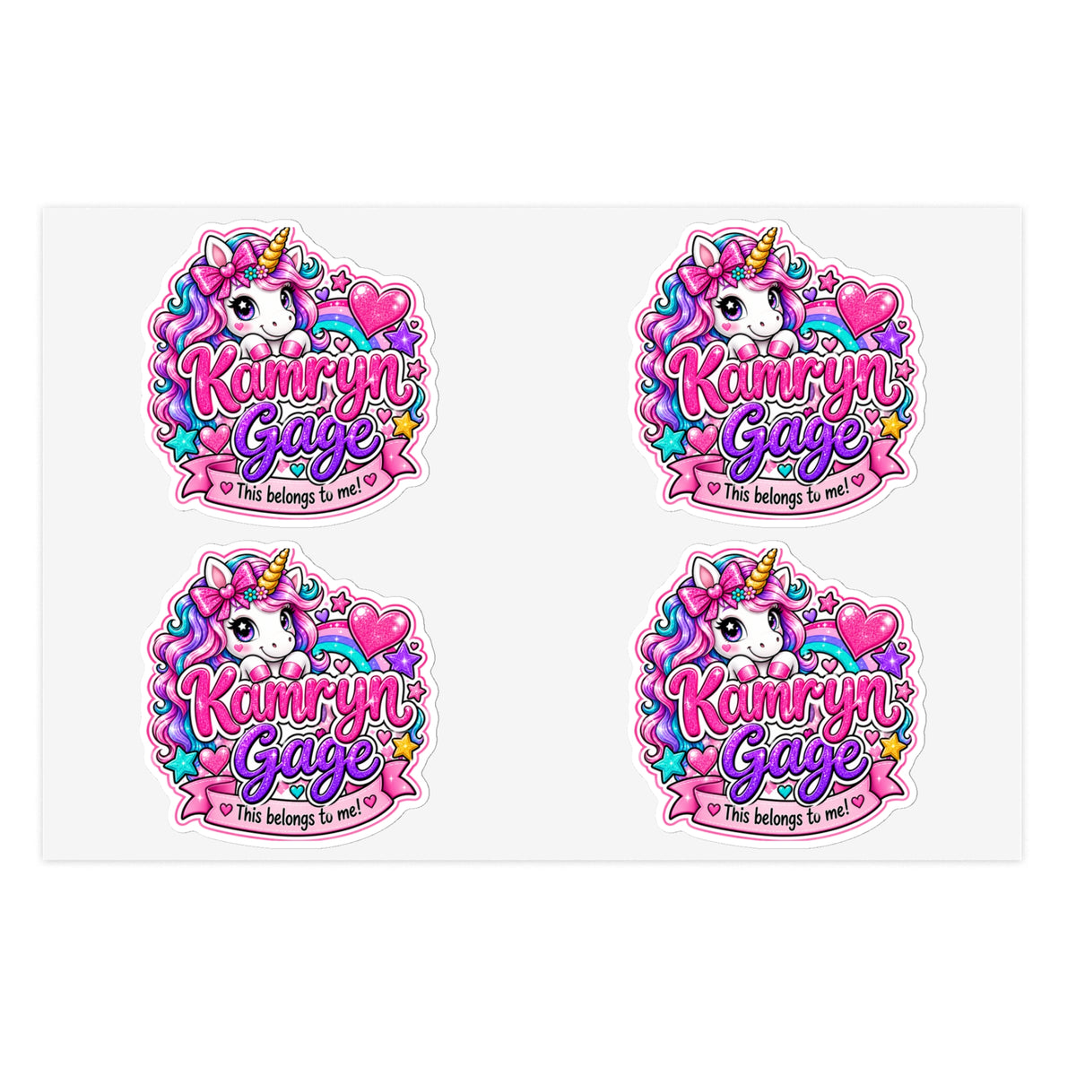 Unicorn Sticker Sheet - 10pc Pastel Glitter Decals