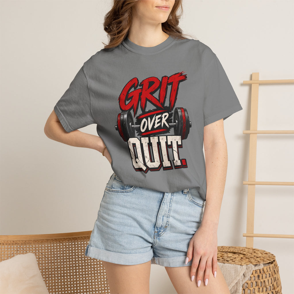Grit Over Quit TShirt Motivational Weightlifting Gym Tee