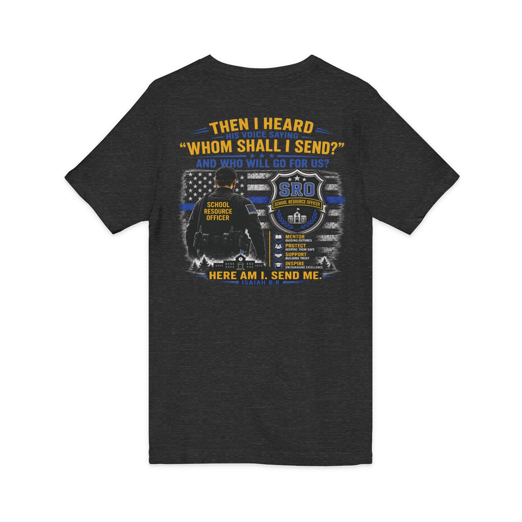 MOM SRO Thin Blue Line V-Neck Tee — "Then I Heard 'Whom Shall I Send?'"