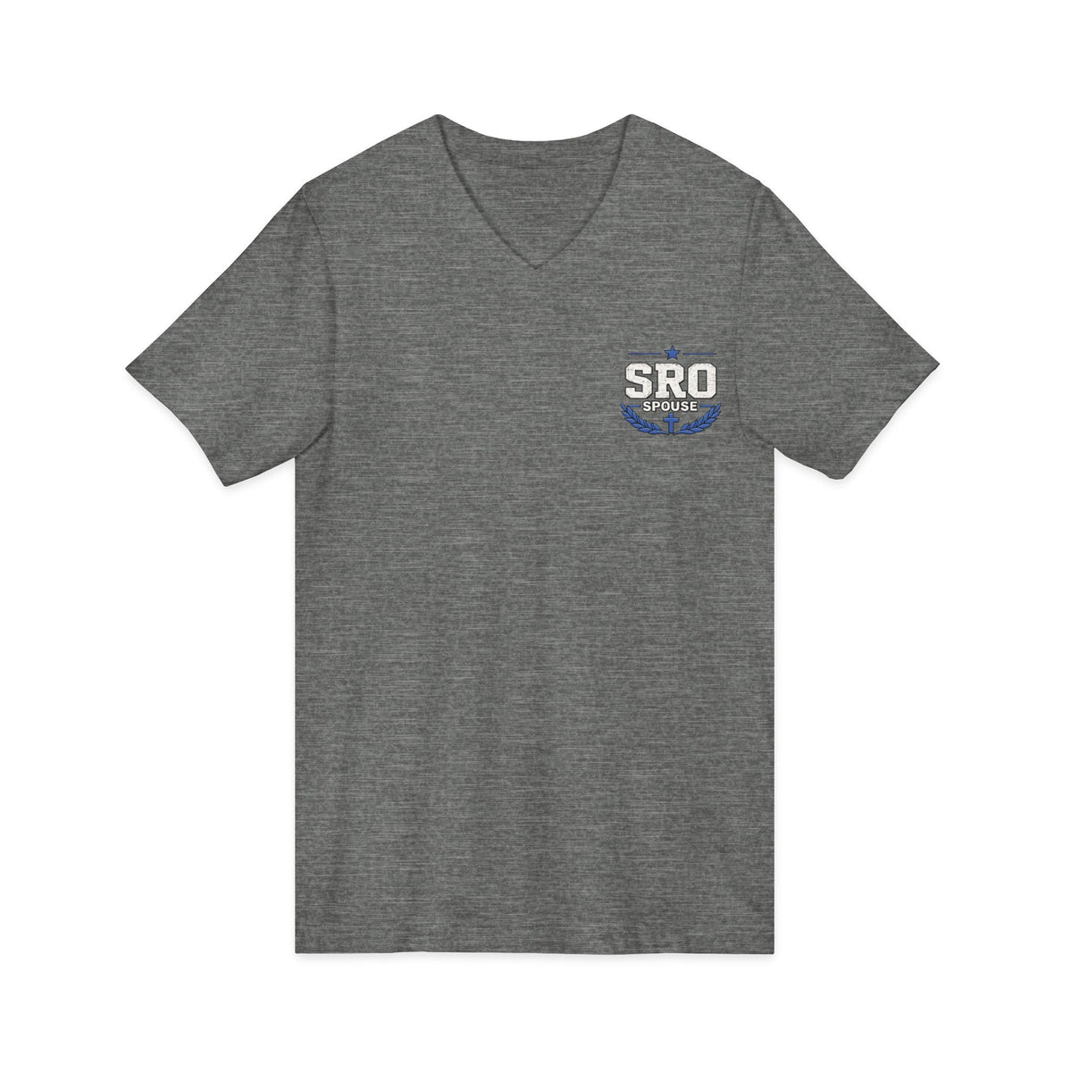 SPOUSE SRO Thin Blue Line V-Neck Tee — "Then I Heard 'Whom Shall I Send?'"