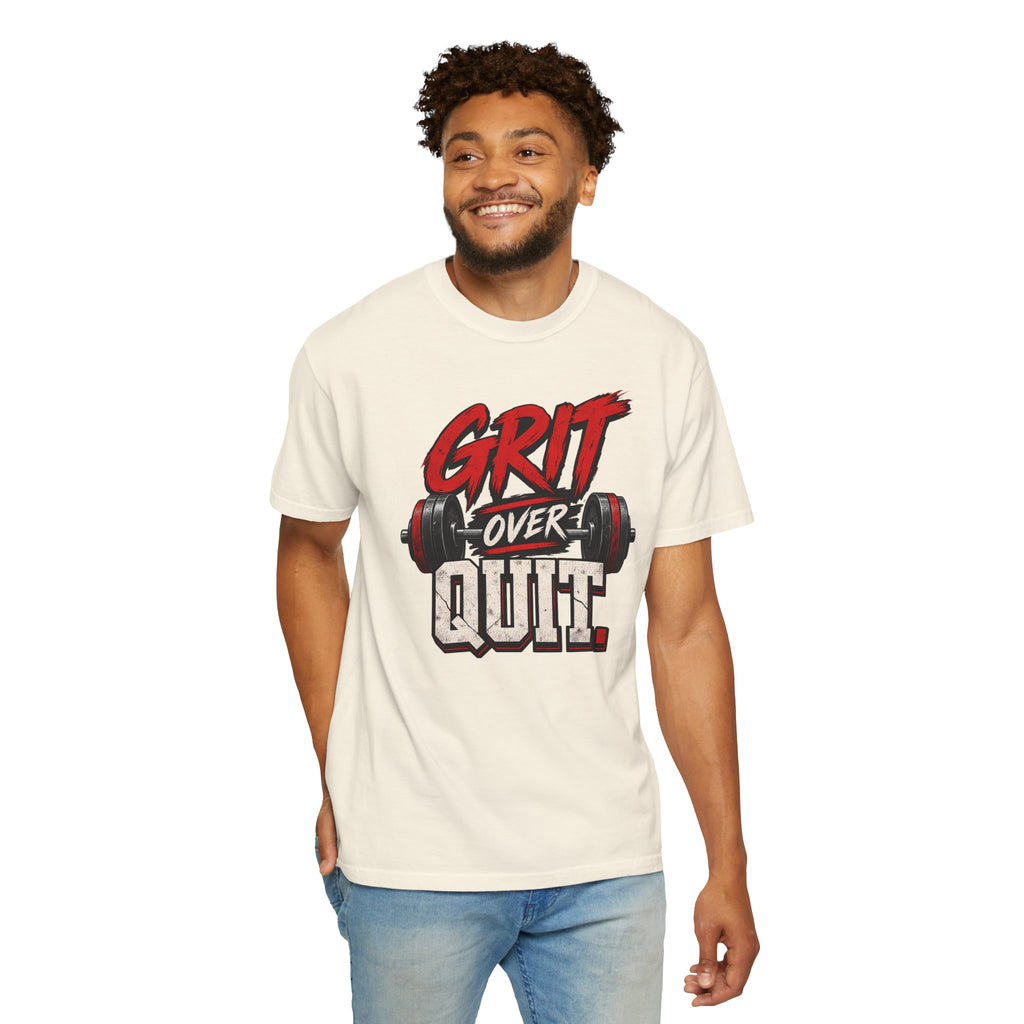 Grit Over Quit TShirt Motivational Weightlifting Gym Tee