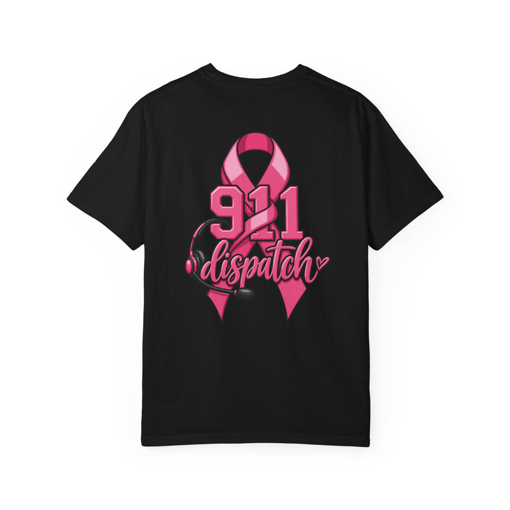 911 Dispatch Pink Ribbon T‑Shirt — Breast Cancer Awareness Dispatcher Tee