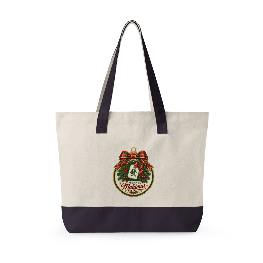 Christmas Canvas Mahjong Zippered Tote