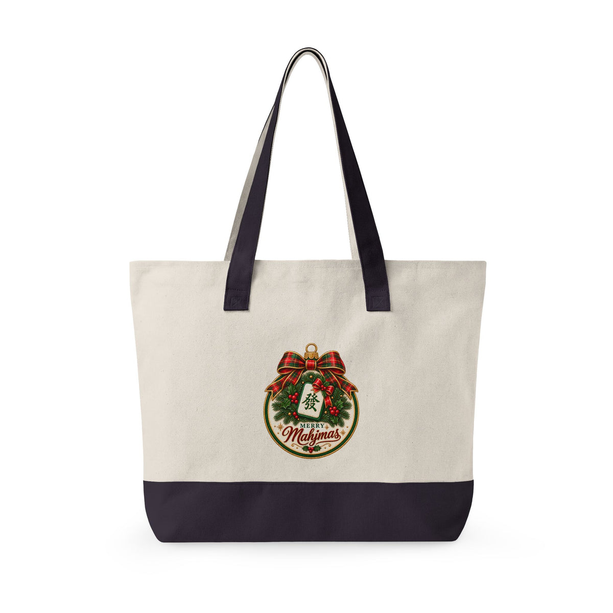 Christmas Canvas Mahjong Zippered Tote
