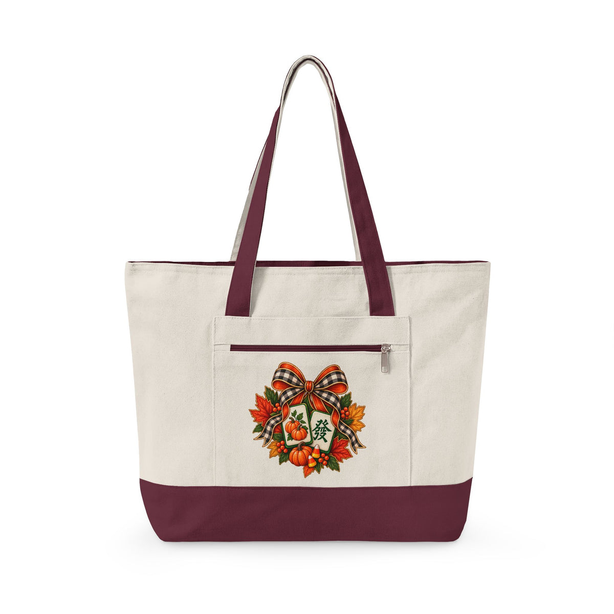 Fall Canvas Mahjong Zippered Tote