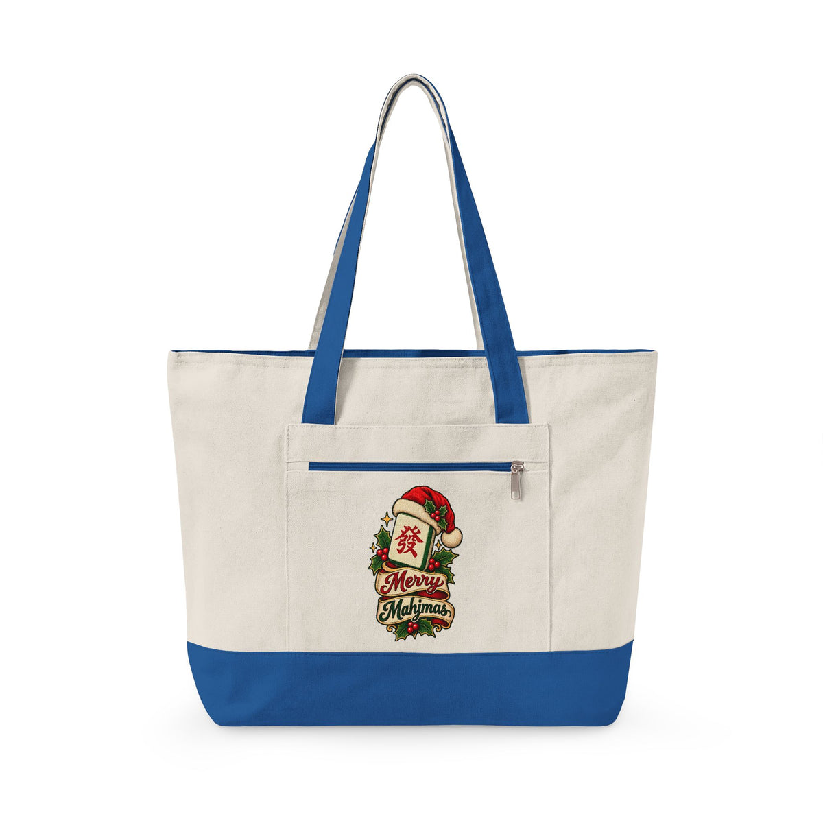 Christmas Canvas Mahjong Zippered Tote
