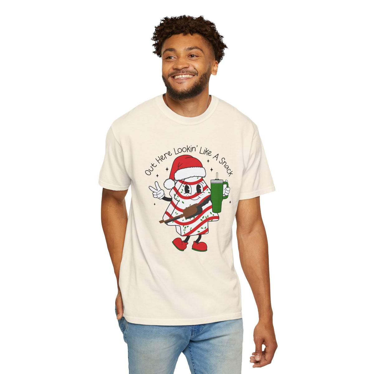 Retro Holiday T-Shirt — Out Here Lookin Like A Snack Santa Cookie Design