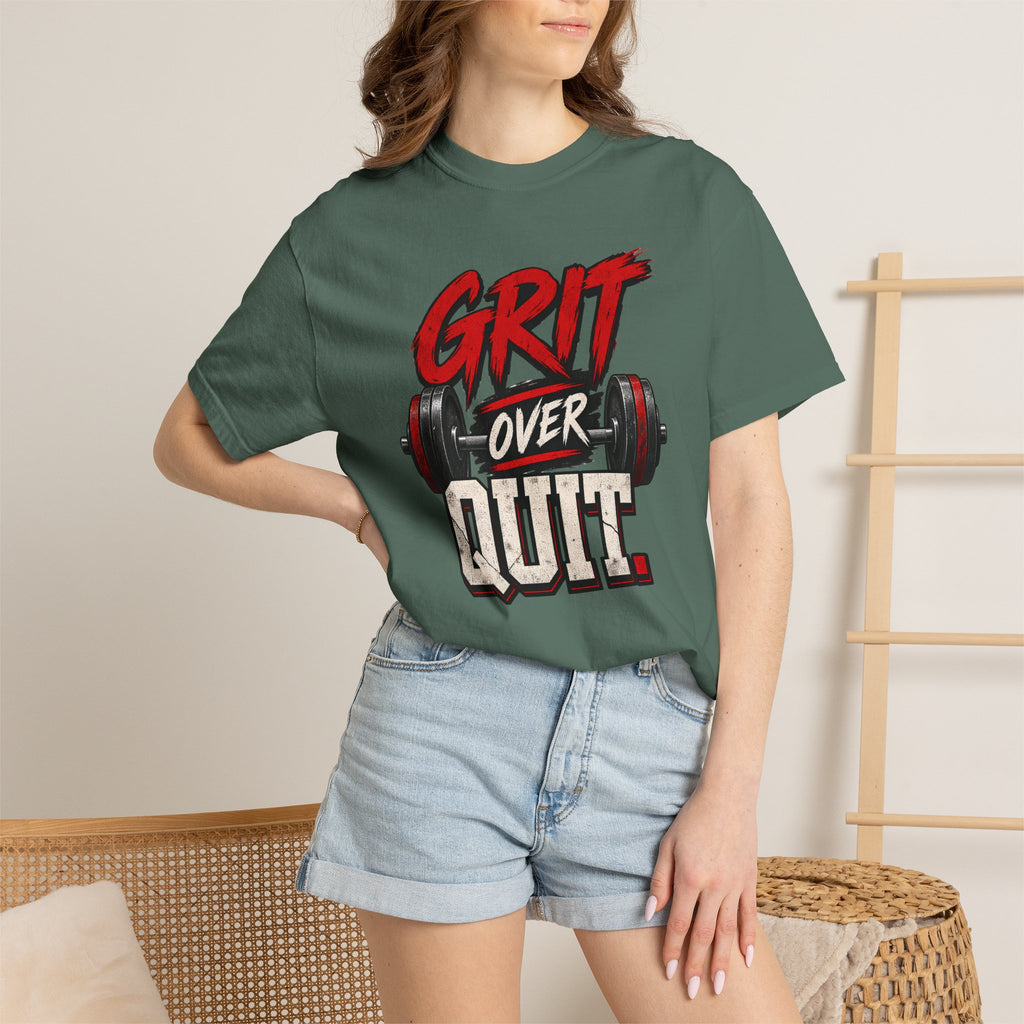 Grit Over Quit TShirt Motivational Weightlifting Gym Tee