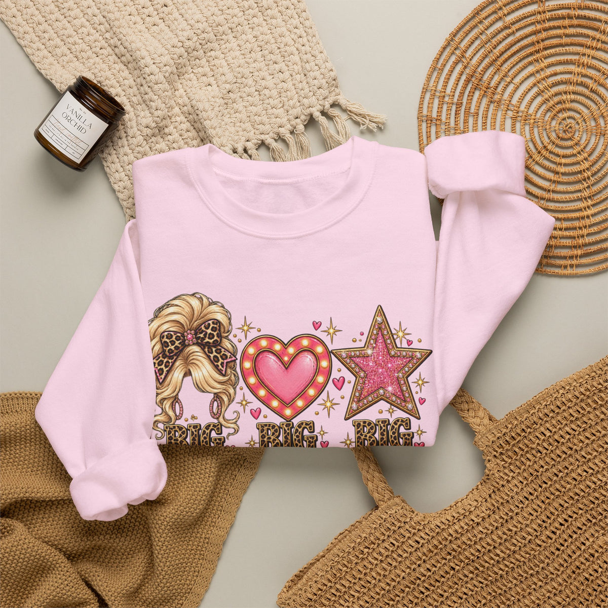 Crewneck Sweatshirt - Big Hair Big Heart Big Dreams Graphic