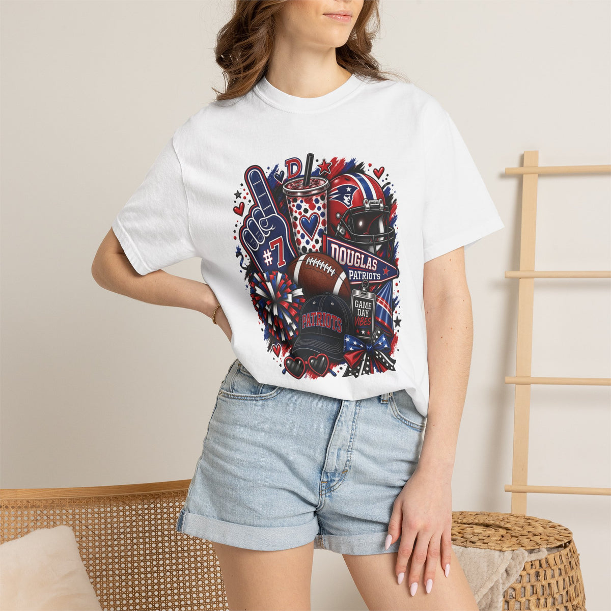 Patriotic Football Fan T-Shirt — Red White Blue Game Day Tee