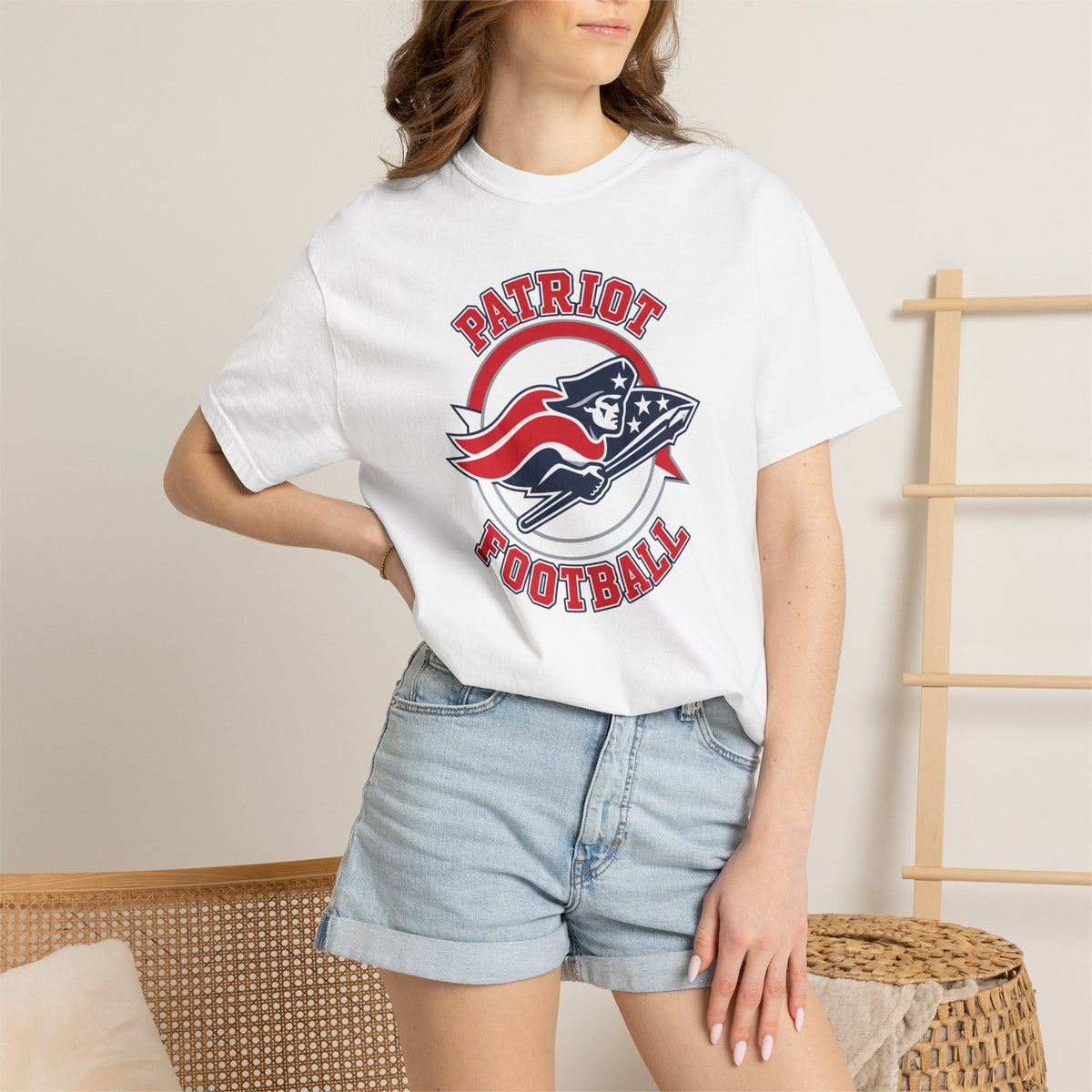Patriot Football Tee — Vintage American Flag Helmet Crewneck