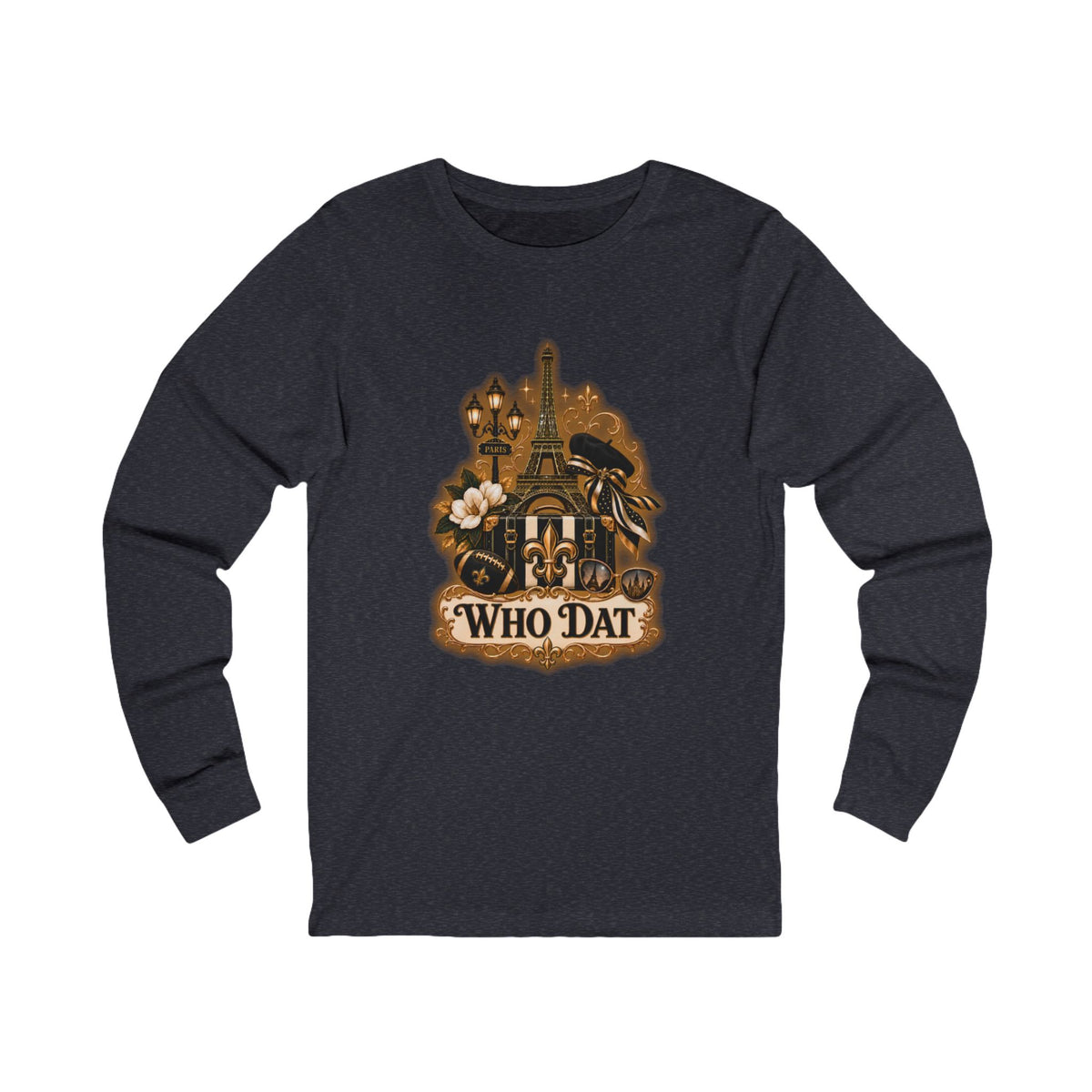 Who Dat Long Sleeve Tee — Vintage New Orleans Fleur-de-Lis Design