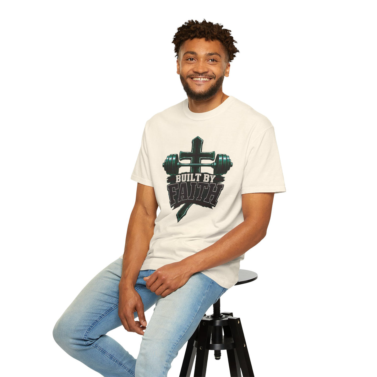 Built by Faith Cross & Barbell T-Shirt