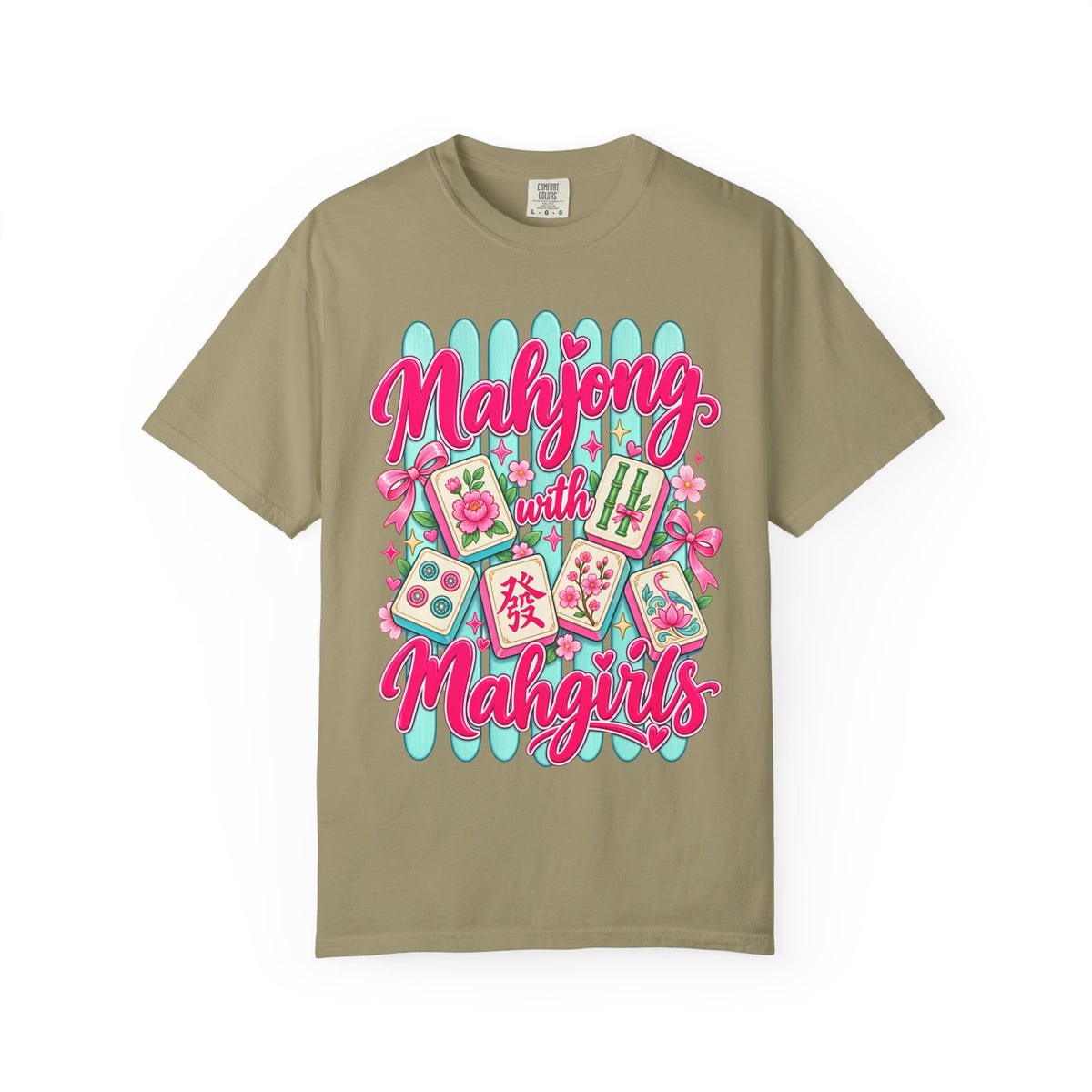Mahjong with Mahgirls T-Shirt — Cute Floral Mahjong Tiles Tee for Mahjong Lovers