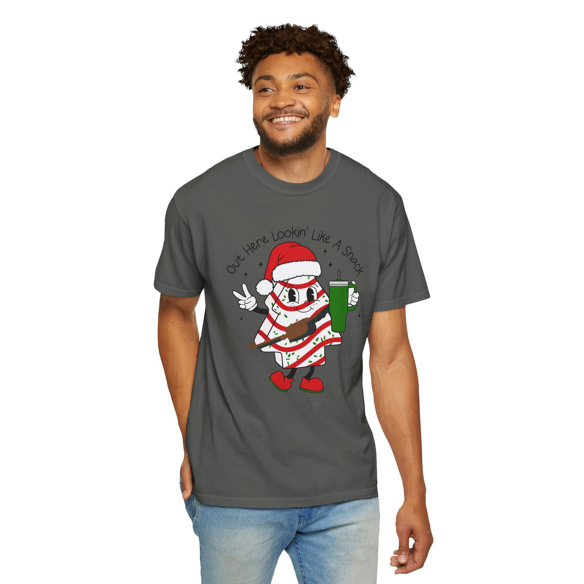 Retro Holiday T-Shirt — Out Here Lookin Like A Snack Santa Cookie Design