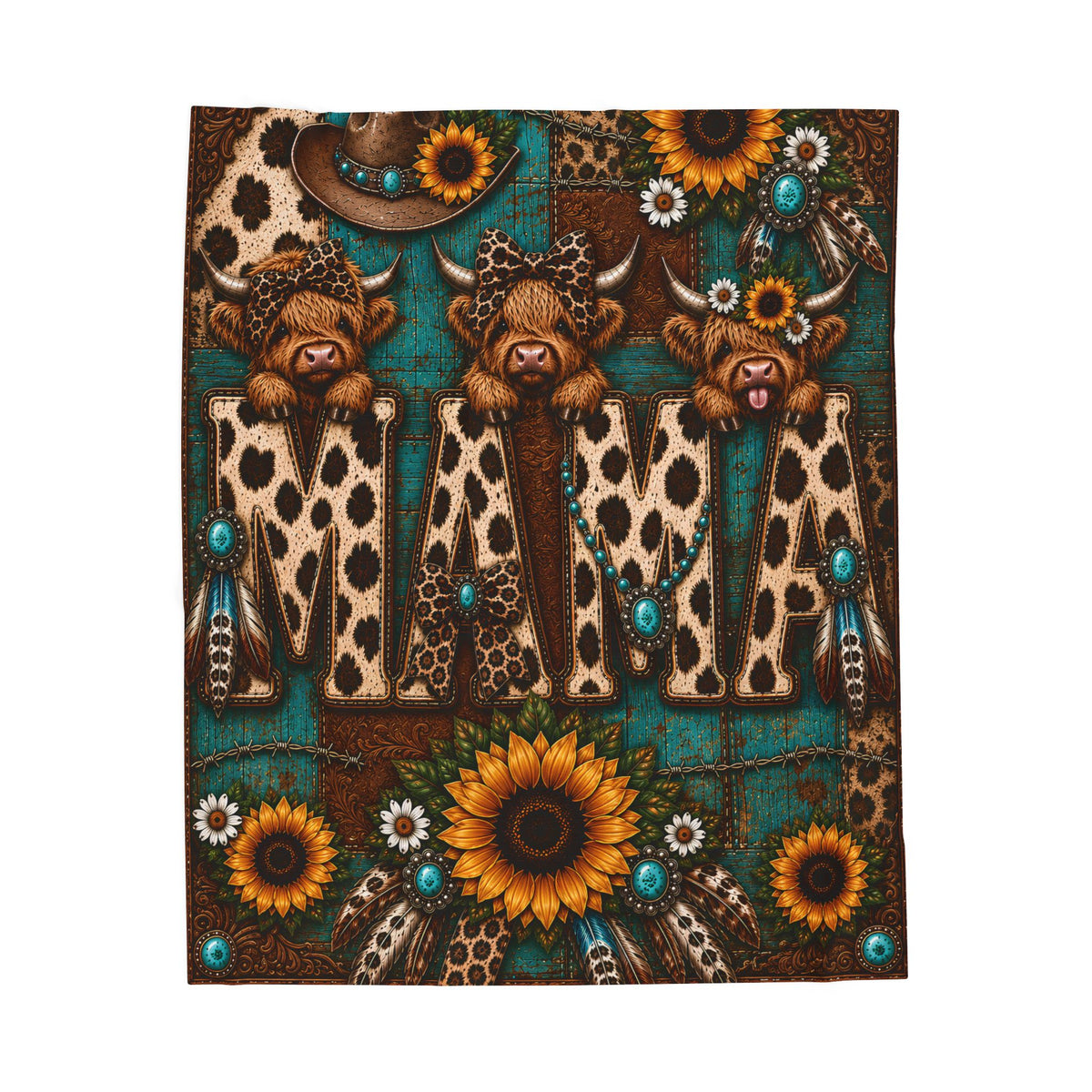 MAMA Highland Cow | Cozy Fleece Blanket