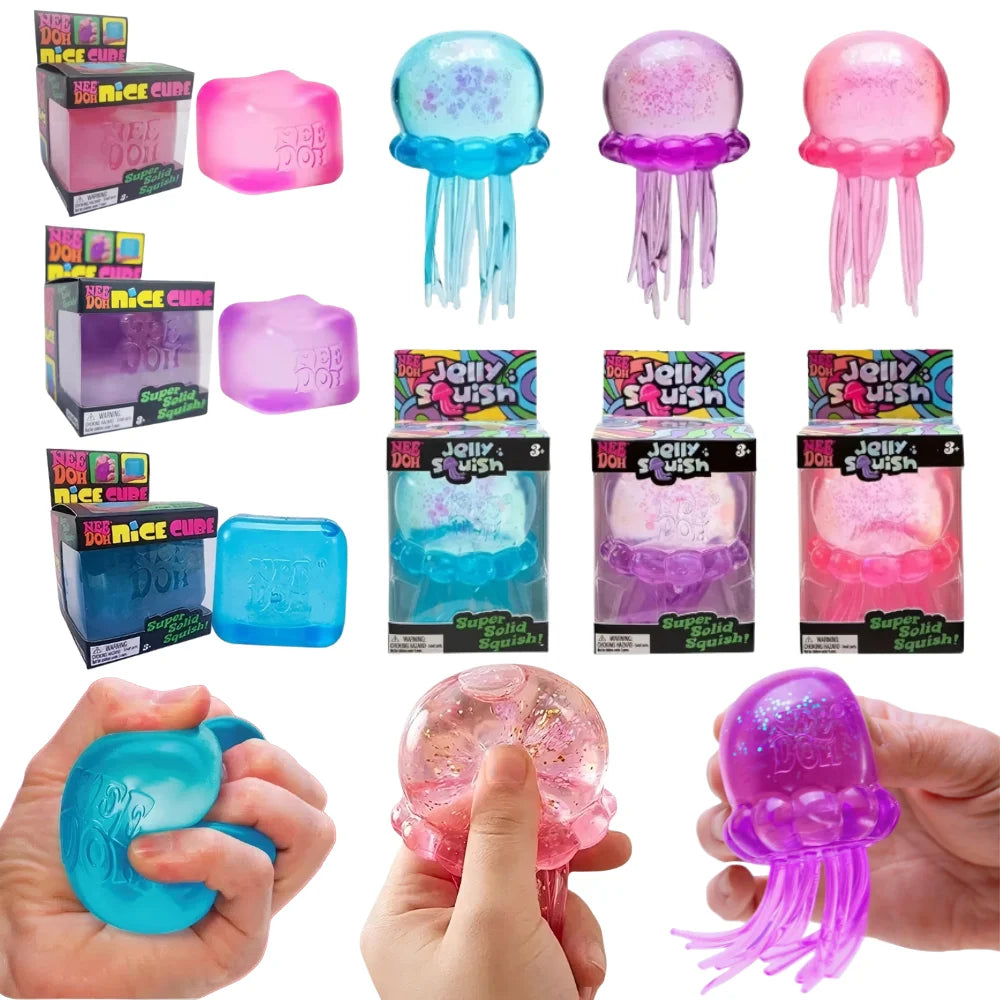 Trending Jelly Squish Duo – Jellyfish & Cube Sensory Fidgets