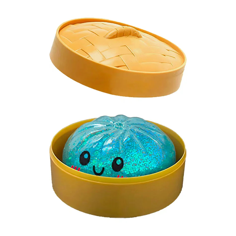 ColorfulGlitter Dumpling Glitter Dumpling Squishy with Box Dumplings Sensory Squeeze Toy for Stress Relief Toys