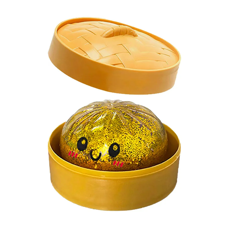 ColorfulGlitter Dumpling Glitter Dumpling Squishy with Box Dumplings Sensory Squeeze Toy for Stress Relief Toys