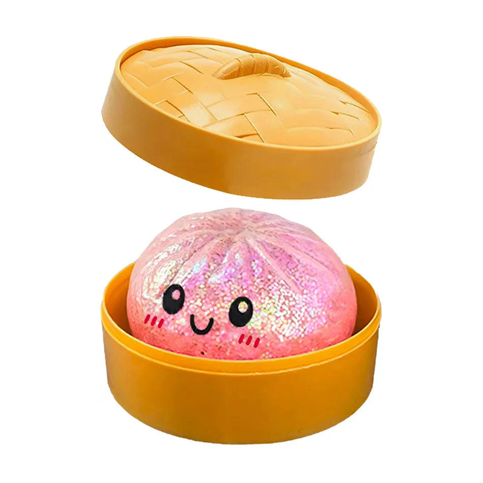 ColorfulGlitter Dumpling Glitter Dumpling Squishy with Box Dumplings Sensory Squeeze Toy for Stress Relief Toys