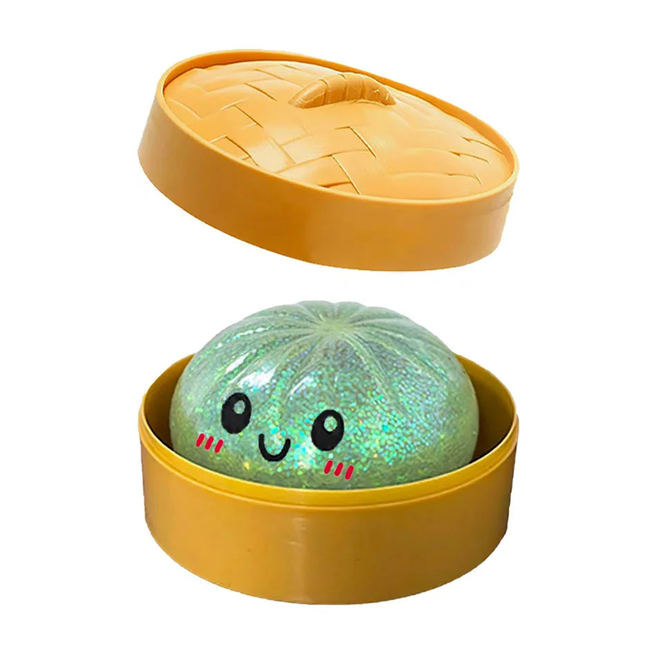 ColorfulGlitter Dumpling Glitter Dumpling Squishy with Box Dumplings Sensory Squeeze Toy for Stress Relief Toys