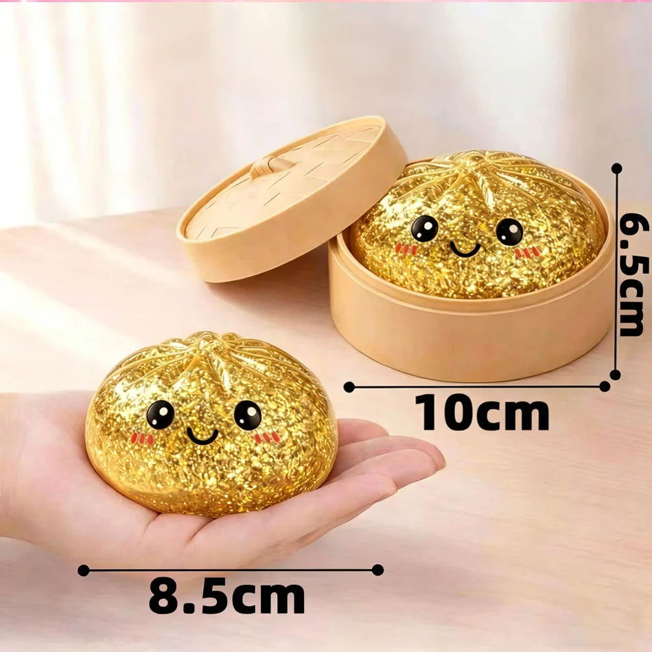 ColorfulGlitter Dumpling Glitter Dumpling Squishy with Box Dumplings Sensory Squeeze Toy for Stress Relief Toys
